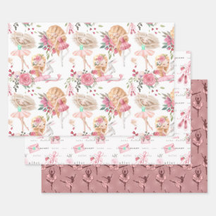 Papiertücher für Tänzer aus rosa Ballet Geschenkpapier Set