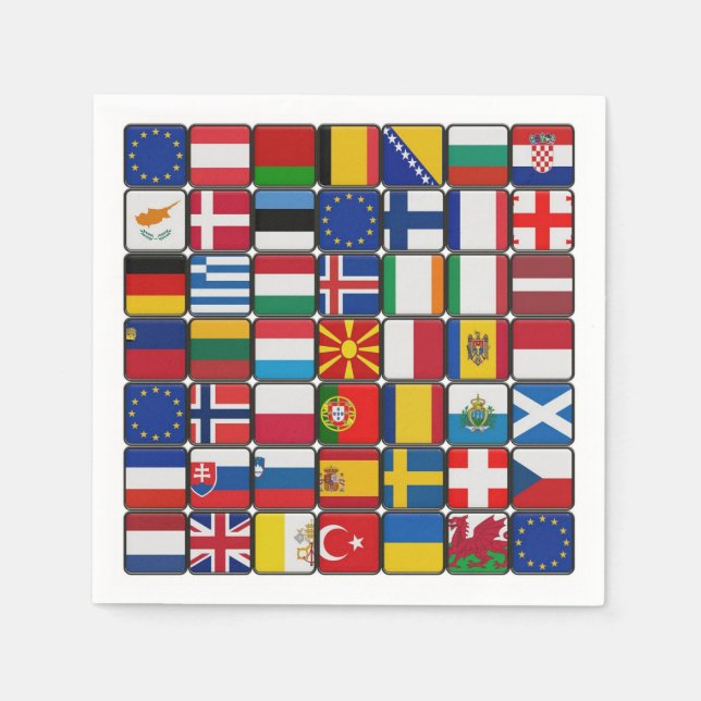 Papiertücher mit Flaggen Europas Serviette (Vorderseite)