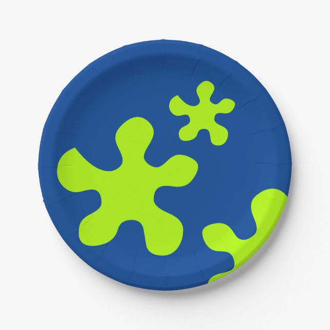 Papiertüte aus grünem Schleim, blaues Party, Telle Pappteller (Vorderseite)