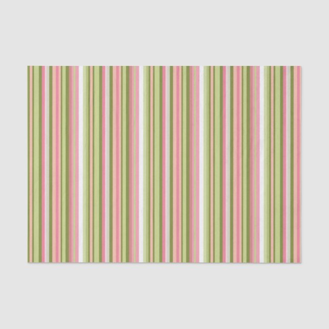 Papiertüte aus rosa und grünem Streifen Seidenpapier (Vorderseite)