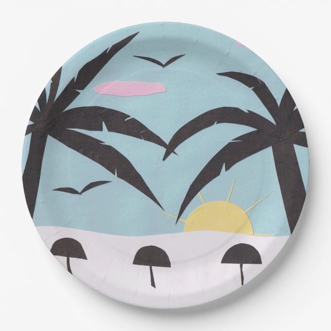 Papiertüte mit Sonnenaufgang Pappteller (Vorderseite)