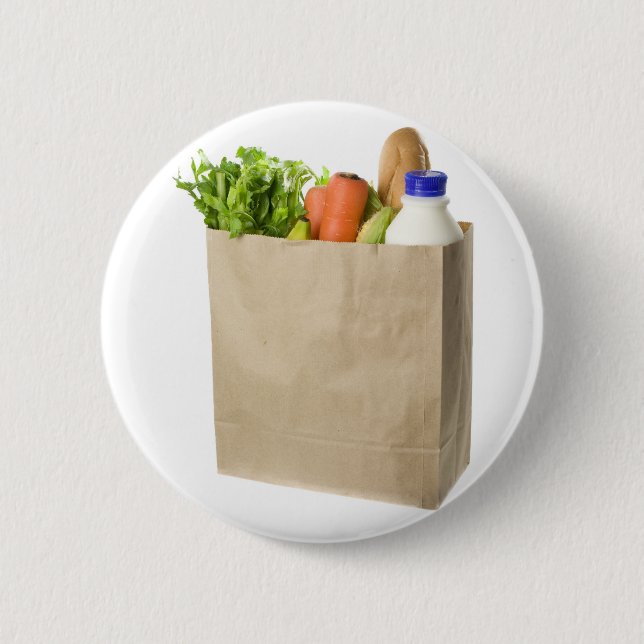 Papiertüte voll Lebensmittelgeschäfte Button (Vorderseite)
