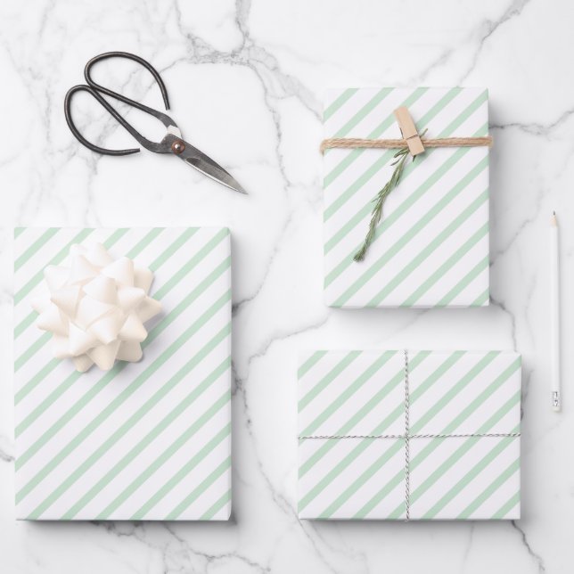 Papiertüten aus feinkörnigem, weißem Streifen Geschenkpapier Set (Vorderseite)