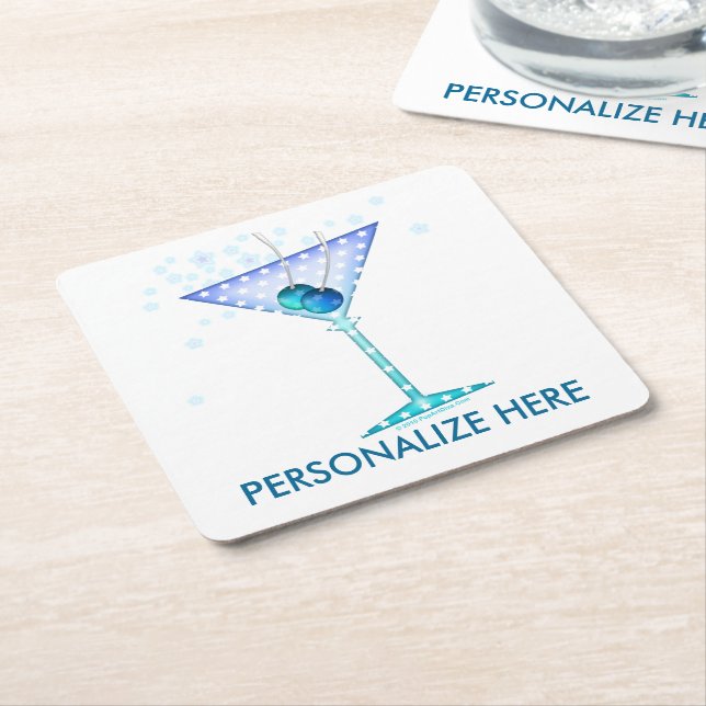 PAPIERUntersetzer - BLAUER MARTINI Rechteckiger Pappuntersetzer (angewinkelt)