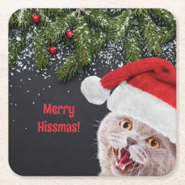 Papieruntersetzer, Frohe Hissmas  Rechteckiger Pappuntersetzer