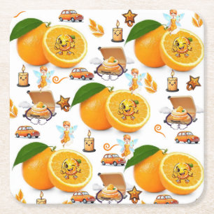 Papieruntersetzer Happy Birthday Orangen Kuchen Fe Rechteckiger Pappuntersetzer