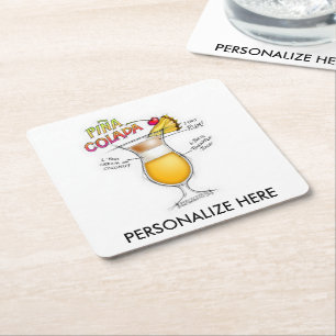 PAPIERUntersetzer - PINA COLADA Rechteckiger Pappuntersetzer