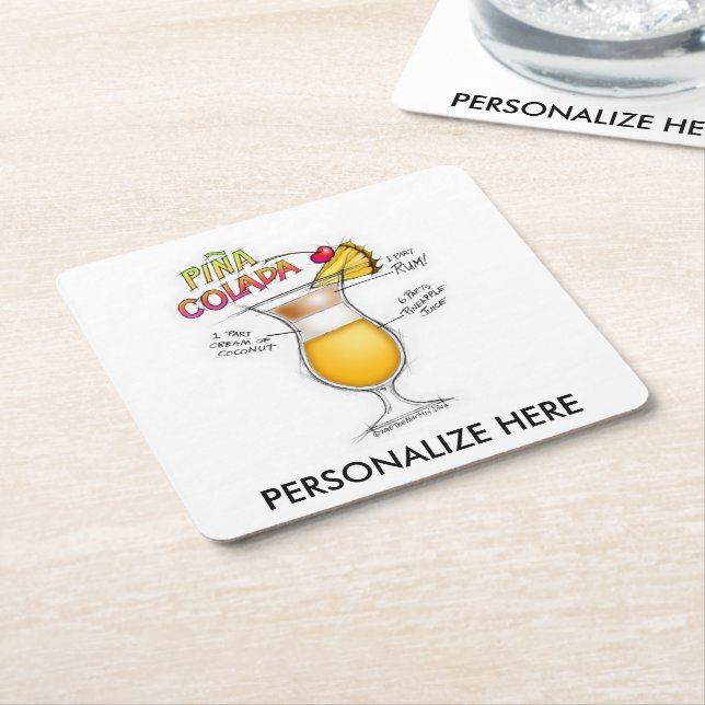PAPIERUntersetzer - PINA COLADA Rechteckiger Pappuntersetzer (angewinkelt)