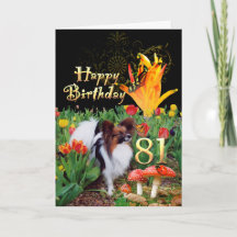 Papillion chien Happy 81 Carte Anniversaire Spécif