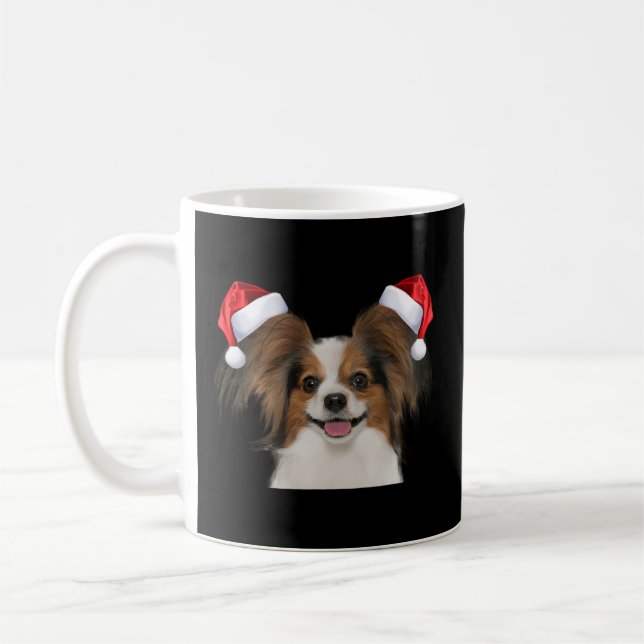 Papillion Fun Dog Santa Image Kaffeetasse (Links)
