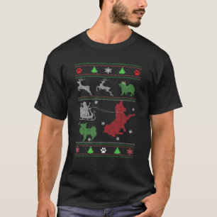 Papillion Funny Christmas Snow Paw Dog Vater Mama T-Shirt