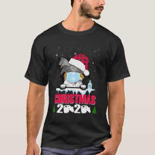 Papillion Gesichtsmaske Dog Frohe Weihnachten 2020 T-Shirt