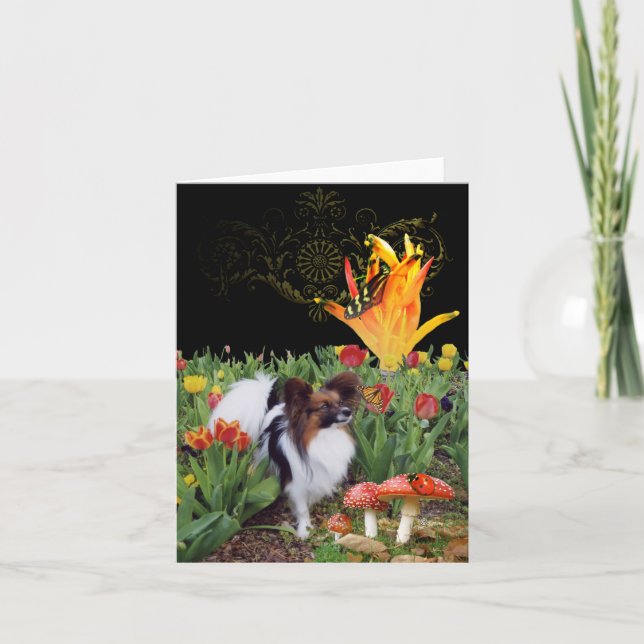 Papillion Hundegrüßkarte Monarchschmetterling Karte (Vorderseite)