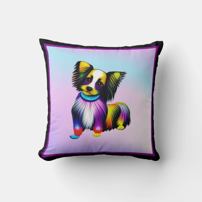 Papillion Pop Art Pastell Kissen (Vorderseite)