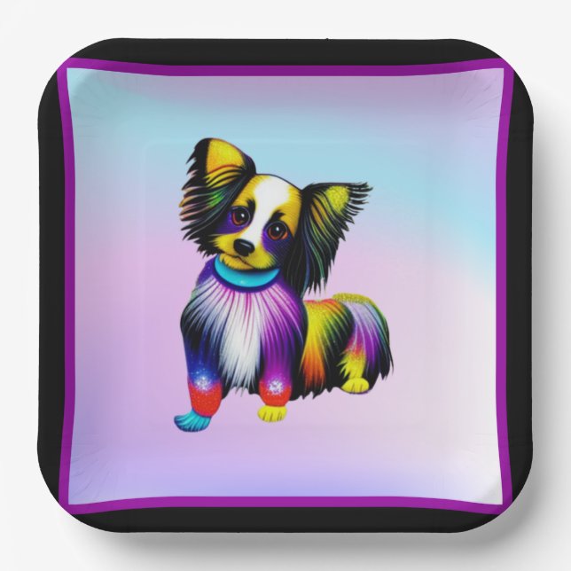 Papillion Pop Art Pastell Pappteller (Vorderseite)