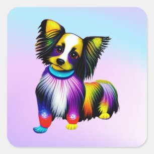 Papillion Pop Art Pastell Quadratischer Aufkleber