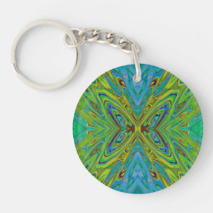 Papillon Abstrait Chartreuse et Bleu Trippy