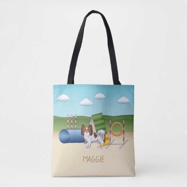 Papillon-Agility-Hund mit Individuelle Name Tasche (Vorderseite)