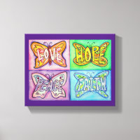 Papillon Ailes Word Art Emballé Peinture en toile