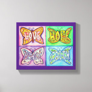 Papillon Ailes Word Art Emballé Peinture en toile