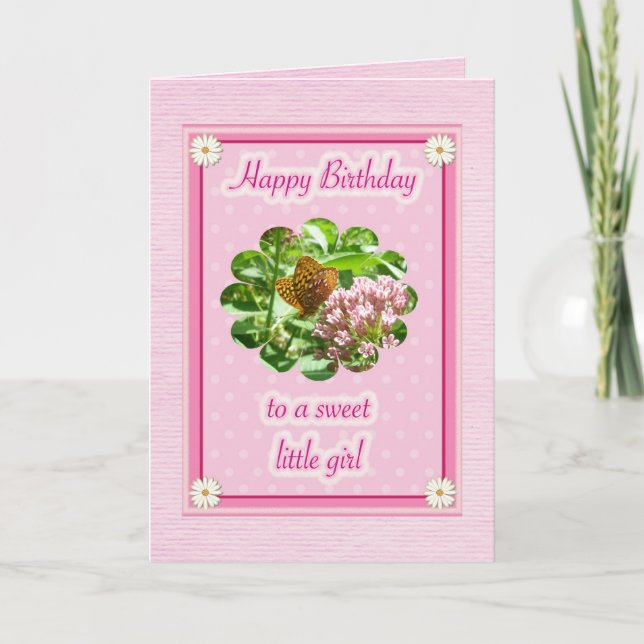 Papillon Anniversaire spécial petite fille carte (Devant)