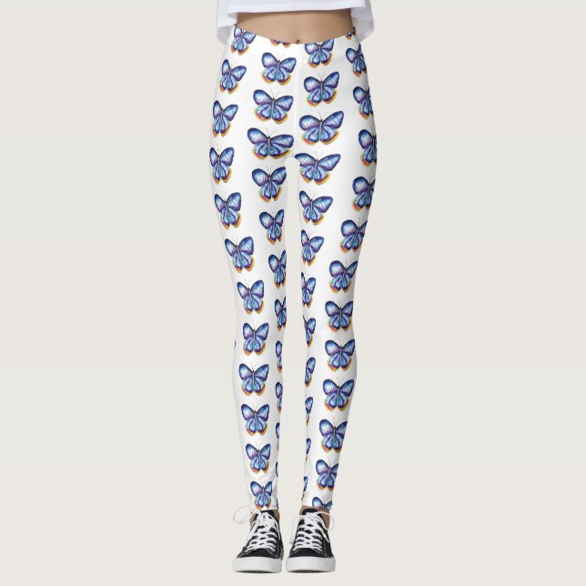 Papillon Aquarelle Art Dessin Leggings uniques (Devant)