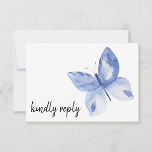 Papillon Aquarelle Bleu Simple Réponse Aimable