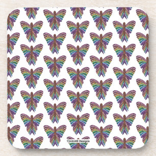 Papillon Arc-en-ciel (blanc) - Dessous de verre en