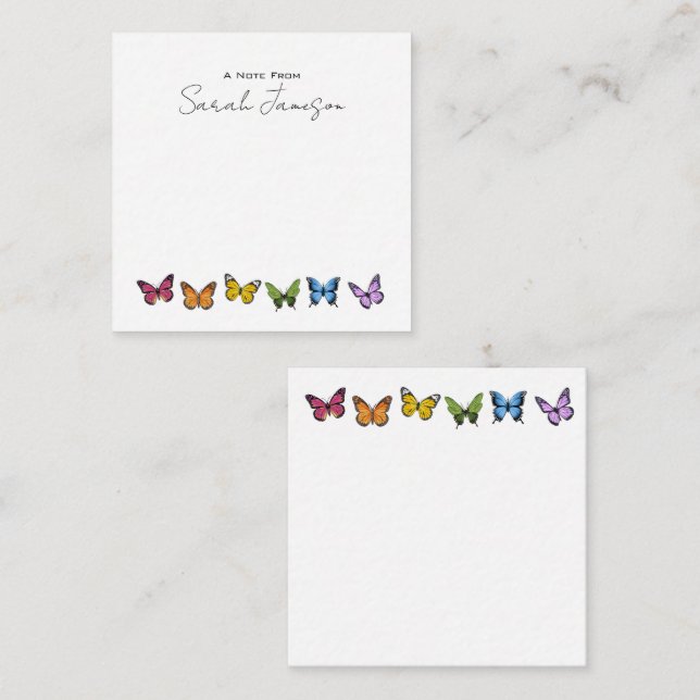 Papillon arc-en-ciel - Cartes de notes personnalis (Devant / Derrière)