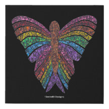 Papillon Arc-en-Ciel (noir) - Toile Fausse