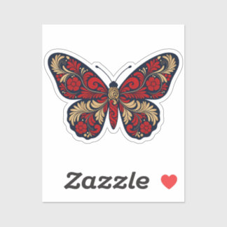 Papillon Autocollant Art Populaire Russe - Khokhlo