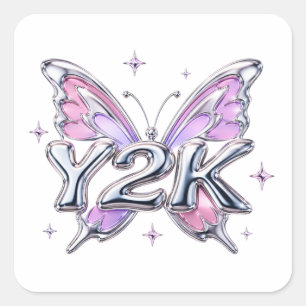 Papillon autocollant en chrome Y2K Art