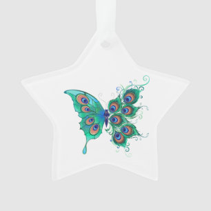 Papillon aux plumes de paon vert