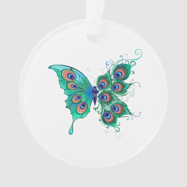 Papillon aux plumes de paon vert (devant)