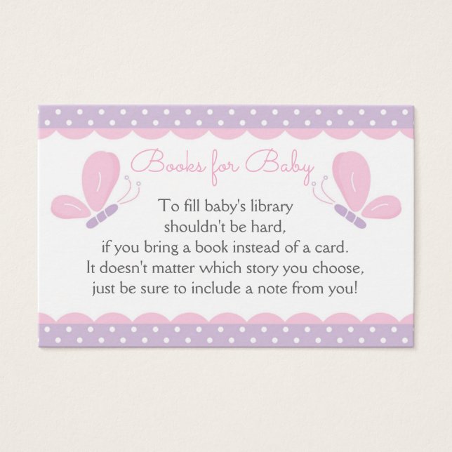 Papillon Baby shower de demande de carte rose (Devant)