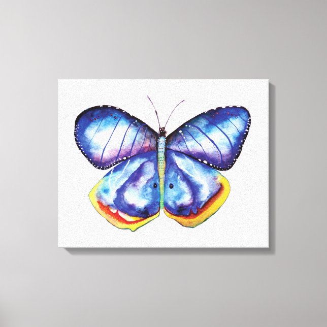 Papillon bleu Aquarelle Art Toile unique (Recto)