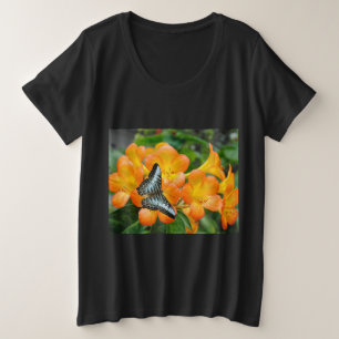 Papillon bleu avec T-shirt Rhododendron tropical