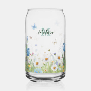 Papillon bleu de fleur de fleur sauvage coloré élé