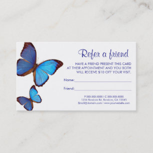 Papillon bleu fait référence aux cartes de visite