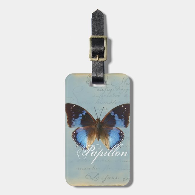 Papillon bleu gepäckanhänger (Vorderseite vertikal)