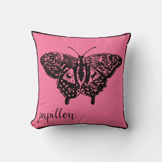 Papillon Butterfly im Französischen Paris Pink Kis Kissen (Vorderseite)