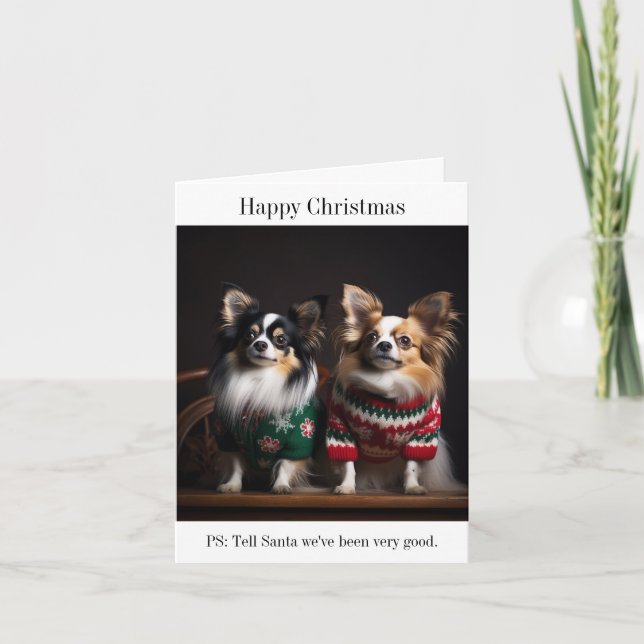 Papillon Chiens dans la carte de pulls de Noël (Devant)