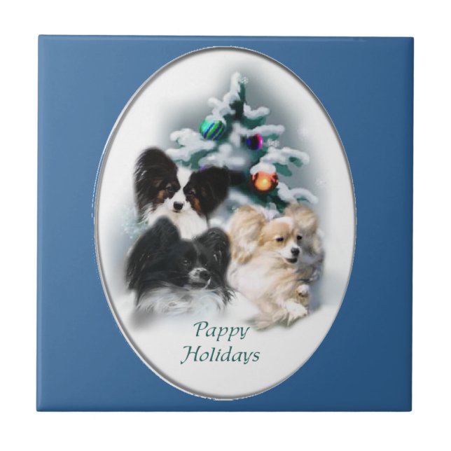 Papillon Christmas Geschenke Fliese (Vorderseite)