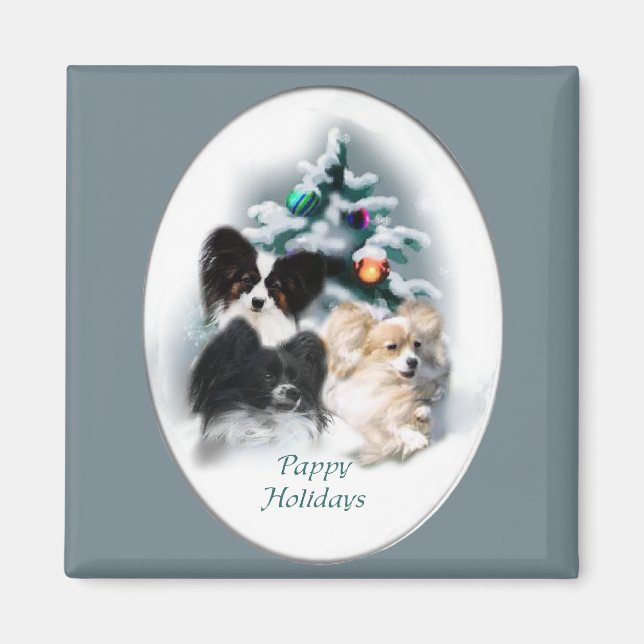 Papillon Christmas Geschenke Magnet (Vorne)