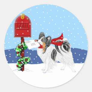 Papillon Christmas Mail Tri Color Runder Aufkleber