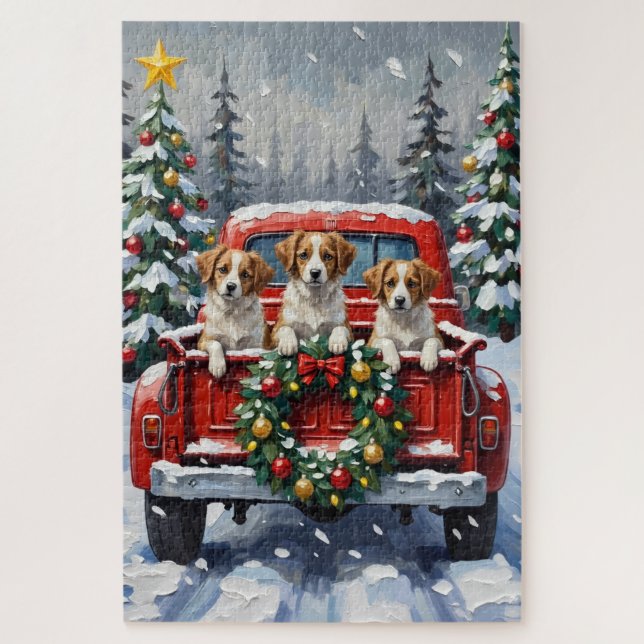 Papillon Christmas Red Truck Holiday (Vertikal)