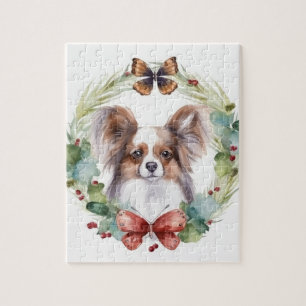 Papillon Christmas Wreath Festive Pup