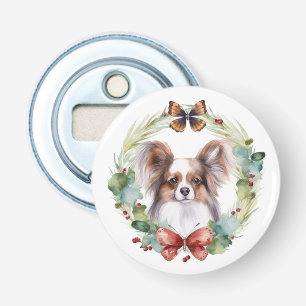 Papillon Christmas Wreath Festive Pup Flaschenöffner