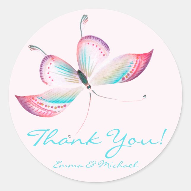 Papillon coloré | Stickers Merci Mariage (Devant)