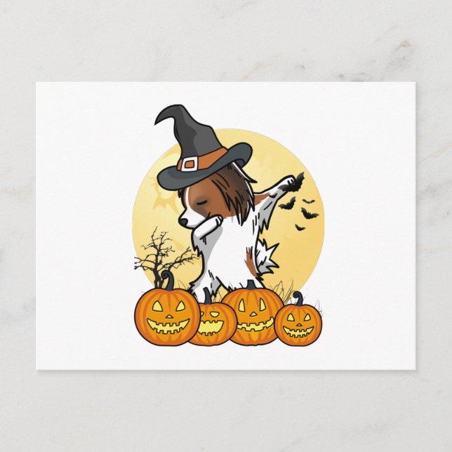 Papillon Dabbing Halloween Postkarte (Vorderseite)